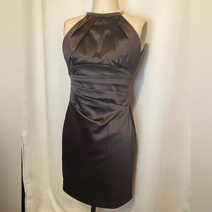 Jessica Howard Coffee Brown Satin Dress 6P